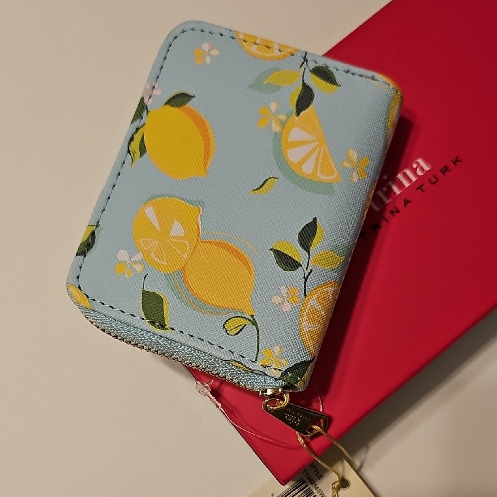 Trina Turk Blue and Yellow Wallet with Citrus Pattern - Picture 2 of 9